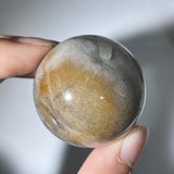 AMPHIBOLE WITH QUARTZ IN QUARTZ RAINBOW SPHERE